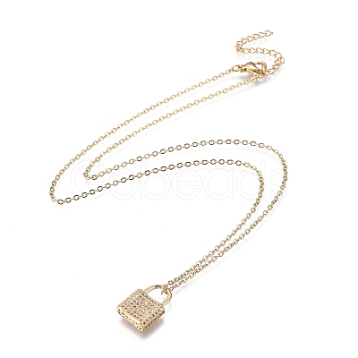 Brass Micro Pave Clear Cubic Zirconia Pendant Necklaces NJEW-R256-07-1