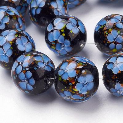 Handmade Inner Flower Lampwork Beads Strands LAMP-L072-D05-1