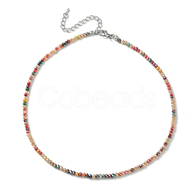 Faceted Rondelle Glass Beaded Necklace for Women NJEW-M208-01F-1