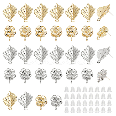 DICOSMETIC 32Pcs 4 Style Alloy Stud Earring Findings FIND-DC0001-98-1