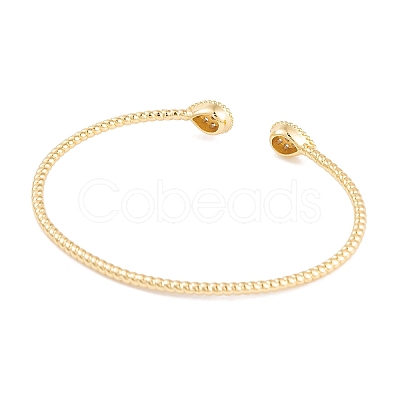 Rack Plating Brass Pave Clear Cubic Zirconia Teardrop Open Cuff Bangles BJEW-S148-03G-1