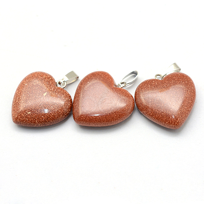 Heart Synthetic Goldstone Pendants X-G-Q438-13-1