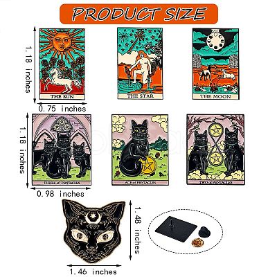 7Pcs 7 Style Alloy Enamel Tarot Brooches JEWB-SZ0001-54-1