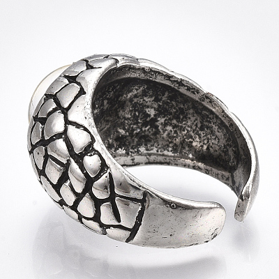 Alloy Glass Cuff Finger Rings RJEW-T006-04D-1