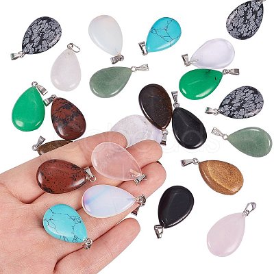 Drop Gemstone Pendants G-PH0026-08-1