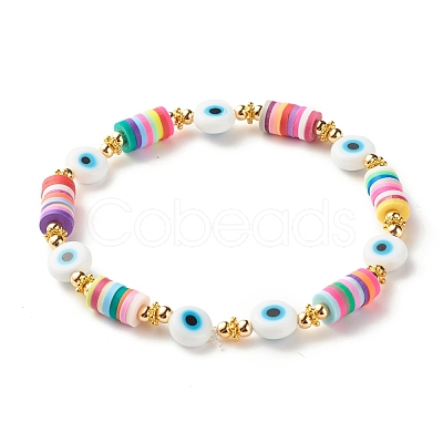 Handmade Polymer Clay Heishi Beads Stretch Bracelet BJEW-JB07306-1