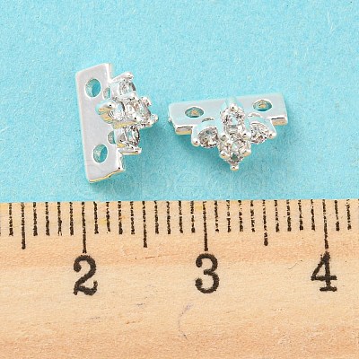 Rack Plating Brass Micro Pave Clear Cubic Zirconia Connector Charms KK-F864-06S-1