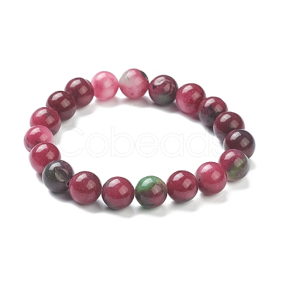 Dyed Natural Jade Beaded Stretch Bracelets BJEW-D446-D-04-1