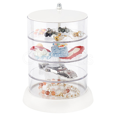 4 Layers Column PVC Rotating Jewelry Organizer Boxes CON-WH0089-02B-1