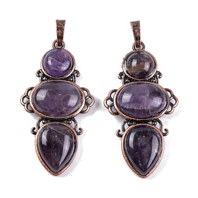 Natural Amethyst Pendants G-Q158-04-08-1