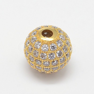 CZ Brass Micro Pave Cubic Zirconia Round Beads ZIRC-L017-03-1