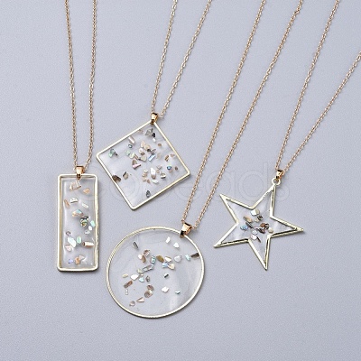 Epoxy Resin Pendant Necklaces NJEW-JN02481-M-1