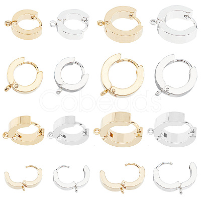 ARRICRAFT 16Pcs 4 Style 201 Stainless Steel Huggie Hoop Earrings Findings STAS-AR0001-36-1