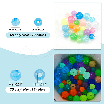 PandaHall Elite 1020Pcs 24 Styles Luminous Acrylic Beads MACR-PH0001-61-1