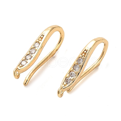 Brass Micro Pave Cubic Zirconia Earring Hooks KK-F870-08G-1