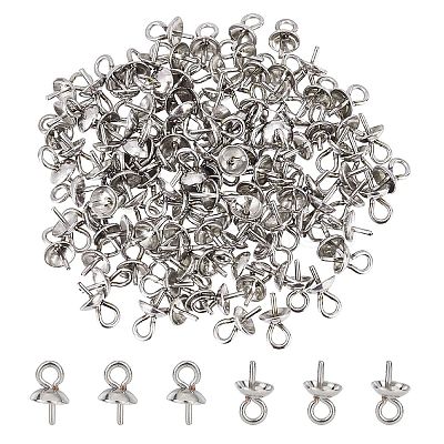 DICOSMETIC 120Pcs 304 Stainless Steel Cup Pearl Peg Bails Pin Pendants STAS-DC0004-01-1