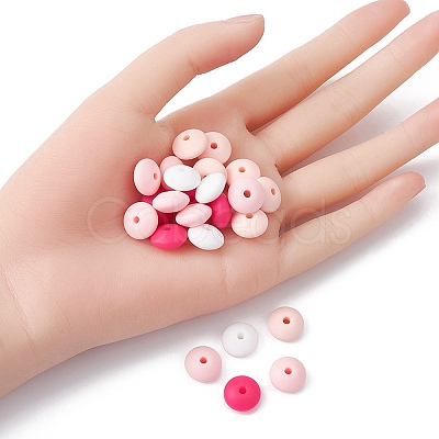 20Pcs 4 Colors Food Grade Eco-Friendly Silicone Focal Beads SIL-YW0001-12A-1