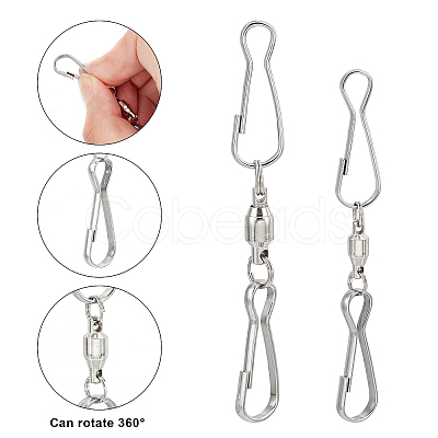 Gorgecraft 20Pcs 2 Style Stainless Steel Spinning Dual Clip Swivel Hooks AJEW-GF0004-84-1