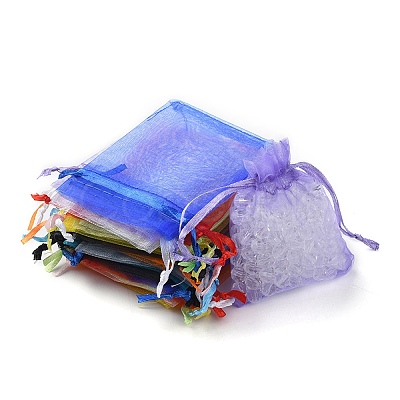 20Pcs 10 Colors Rectangle Organza Drawstring Bags CON-YW0001-31C-1