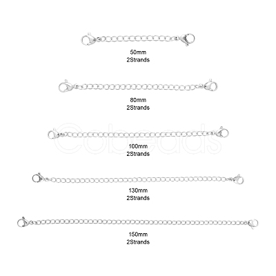 Tarnish Resistant 10 Strands 5 Style 304 Stainless Steel Chain Extender STAS-LS0001-44P-1