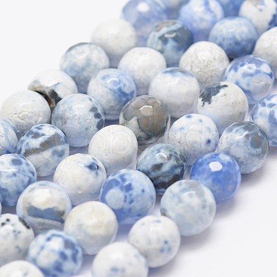 Faceted Natural Fire Crackle Agate Beads Strands G-F447-8mm-B09-1