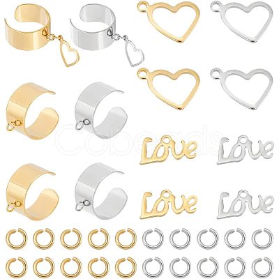 Unicraftale DIY Love Charm Cuff Ring Making Kit STAS-UN0039-60-1