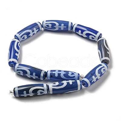 Blue Tibetan Style dZi Beads Strands TDZI-NH0001-B11-01-1