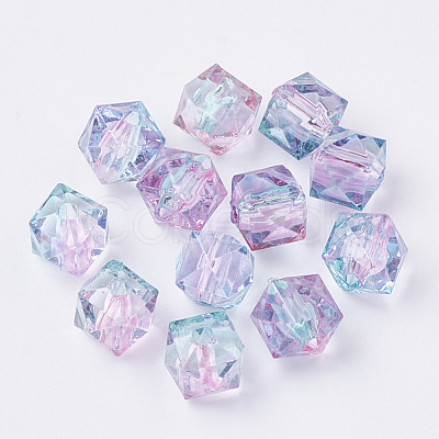 Two Tone Transparent Spray Painted Acrylic Beads ACRP-T005-10mm-26-1