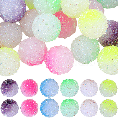 SUNNYCLUE 36Pcs 6 Colors Frosted Acrylic Beads MACR-SC0001-14-1