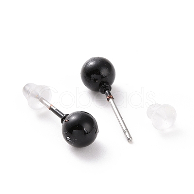 Alloy Round Ball Stud Earrings with Steel Pin for Women EJEW-E143-01A-1