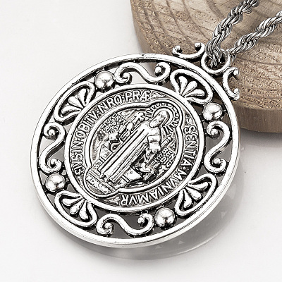 Tibetan Style Alloy Pendants X-TIBEP-Q078-01AS-RS-1