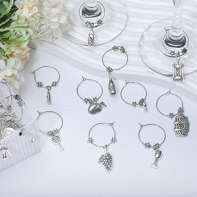 23Pcs 23 Styles Brass Wine Glass Charms AJEW-GL00003-1