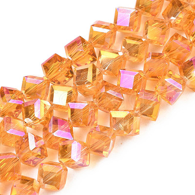 Electroplate Transparent Glass Beads Strands EGLA-N002-29-C02-1