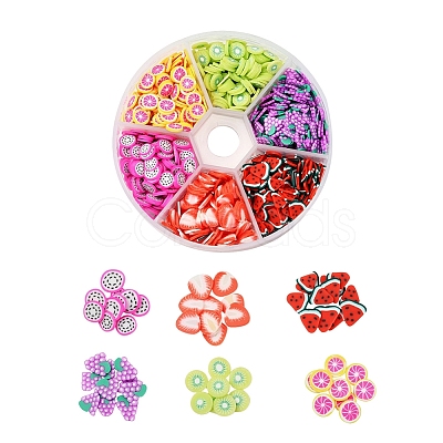 1800Pcs 6 Style Fruit Theme Handmade Polymer Clay Nail Art Decoration CLAY-YW0001-22-1