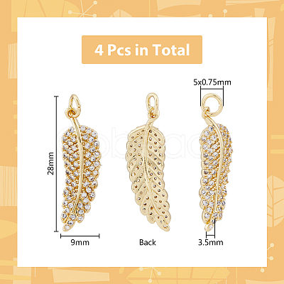 DICOSMETIC 4Pcs 2 Colors Brass Micro Pave Clear Cubic Zirconia Pendants KK-DC0003-23-1