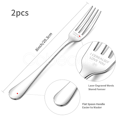 Globleland 1 Set 2Pcs 304 Stainless Steel Fork AJEW-GL0001-19-066-1