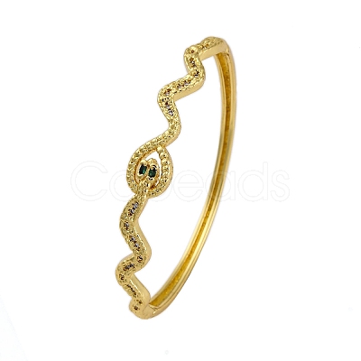 Rack Plating Brass Micro Pave Cubic Zirconia Hinged Bangles BJEW-H624-05G-1