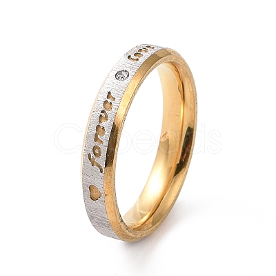 Crystal Rhinestone Word Forever Love Finger Rring RJEW-I089-20GP-1