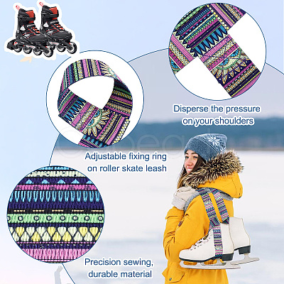 CRASPIRE 4Pcs 4 Colors Printed Polyester Cotton Ice Skate Shoulder Strap AJEW-CP0001-90-1