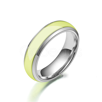 Luminous 304 Stainless Steel Flat Plain Band Finger Ring LUMI-PW0001-117C-02-1