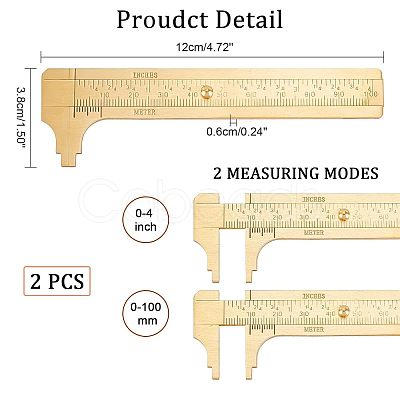 4 Inch/100mm Brass Vernier Caliper TOOL-WH0121-45-1