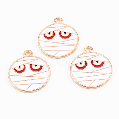 Light Gold Tone Alloy Enamel Pendants ENAM-T018-09-1