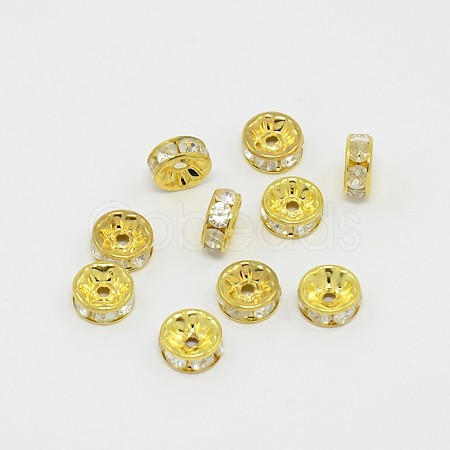 Brass Rhinestone Spacer Beads RSB038-B01G-1