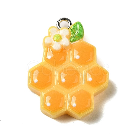 Bee Theme Opaque Resin Pendants RESI-G081-03C-1