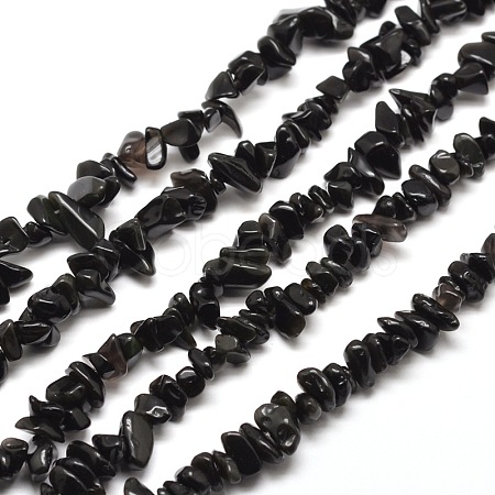 Natural Obsidian Chip Bead Strands X-G-M205-06-1