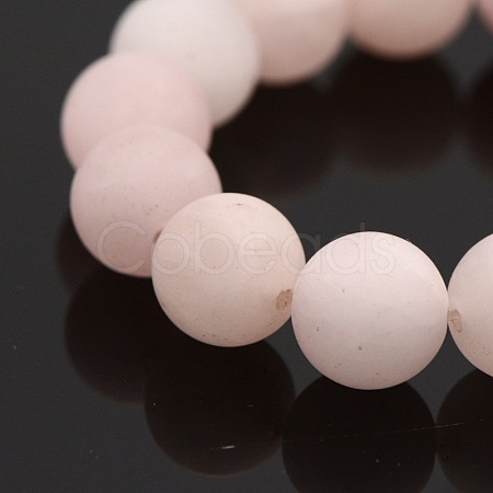 Frosted Natural Rose Quartz Round Bead Strands G-M272-06-4mm-1