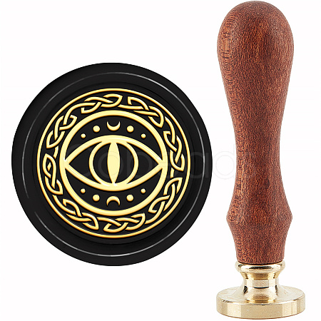Brass Wax Seal Stamp with Handle AJEW-WH0184-0927-1