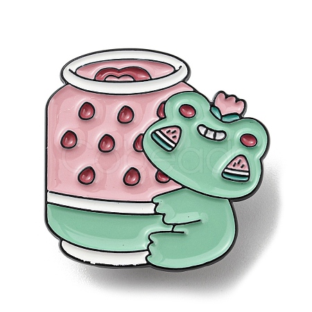 Strawberry Frog Theme Alloy Enamel Brooch JEWB-C023-09C-EB-1