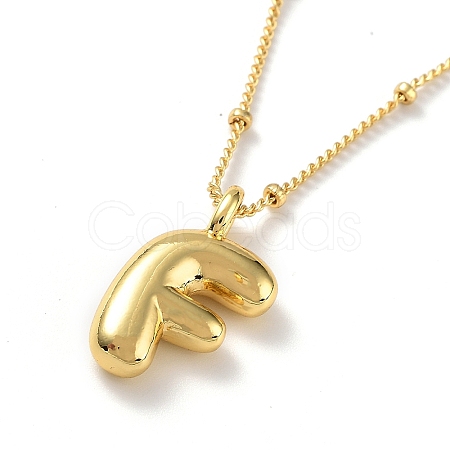 Initial Letter Brass Pendant Necklaces NJEW-A015-21G-F-1