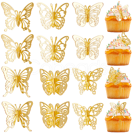 CREATCABIN 12Pcs 6 Styles Acrylic Mirror Butterfly Cupcake Toppers FIND-CN0001-44-1